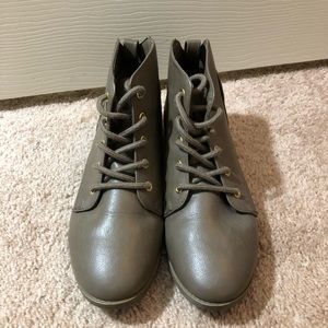 Tan lace up ankle boots